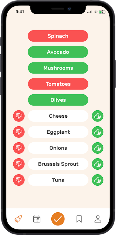 iPhone app
preferences
selection screen